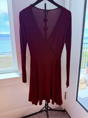 Forever 21 Plum Long Sleeve Wrap Dress